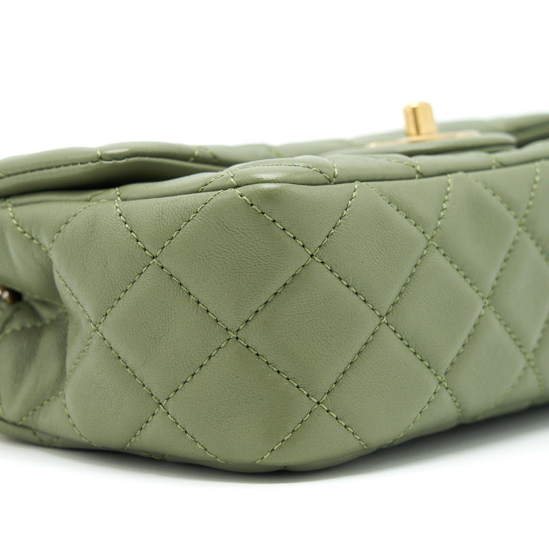 Chanel Pear Crush Mini Rectangular Flap Bag 21B Lambskin Green GHW (Microchip)