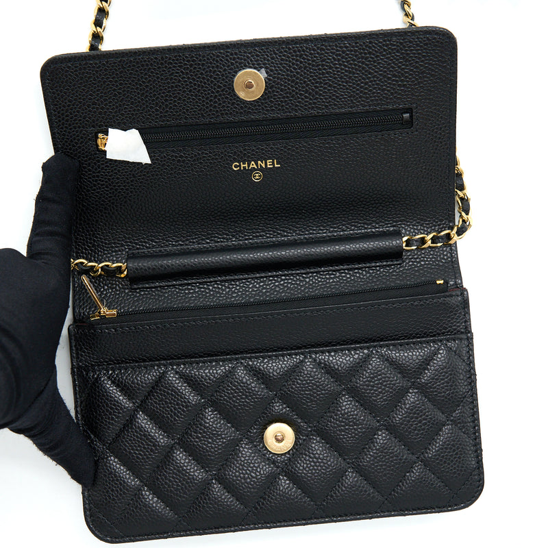 Chanel Classic Wallet On Chain Caviar Black GHW (Microchip)