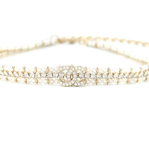 Chanel CC Logo Chocker Crystal/Pearl LGHW