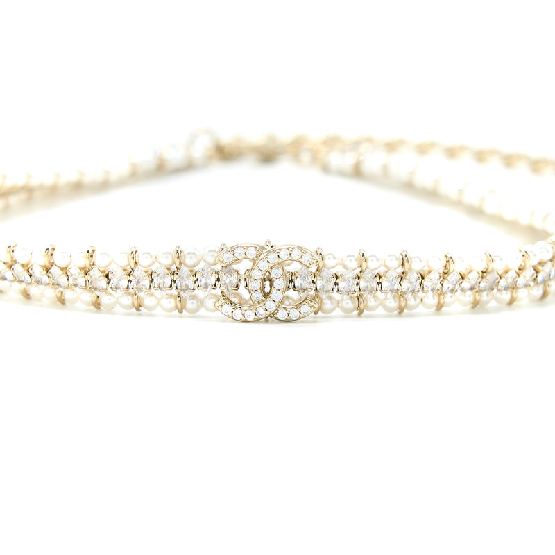 Chanel CC Logo Chocker Crystal/Pearl LGHW