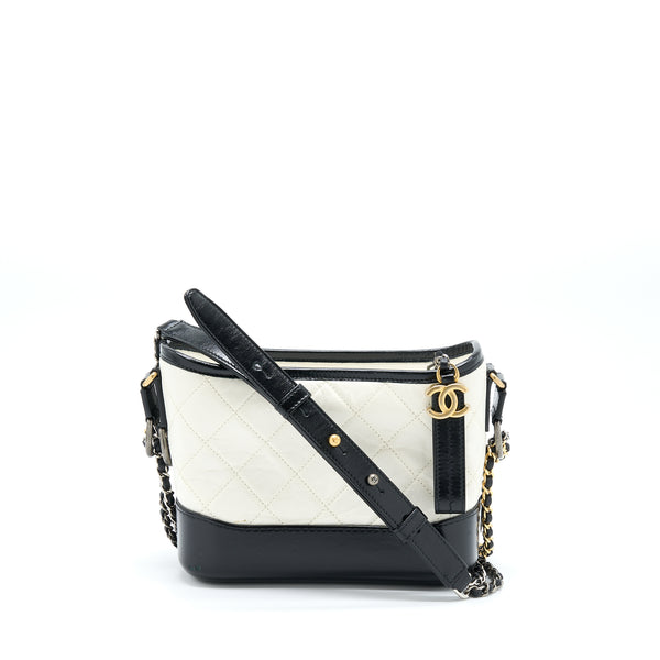 Chanel Small Gabrielle Hobo Bag White/Black Multicolour Hardware
