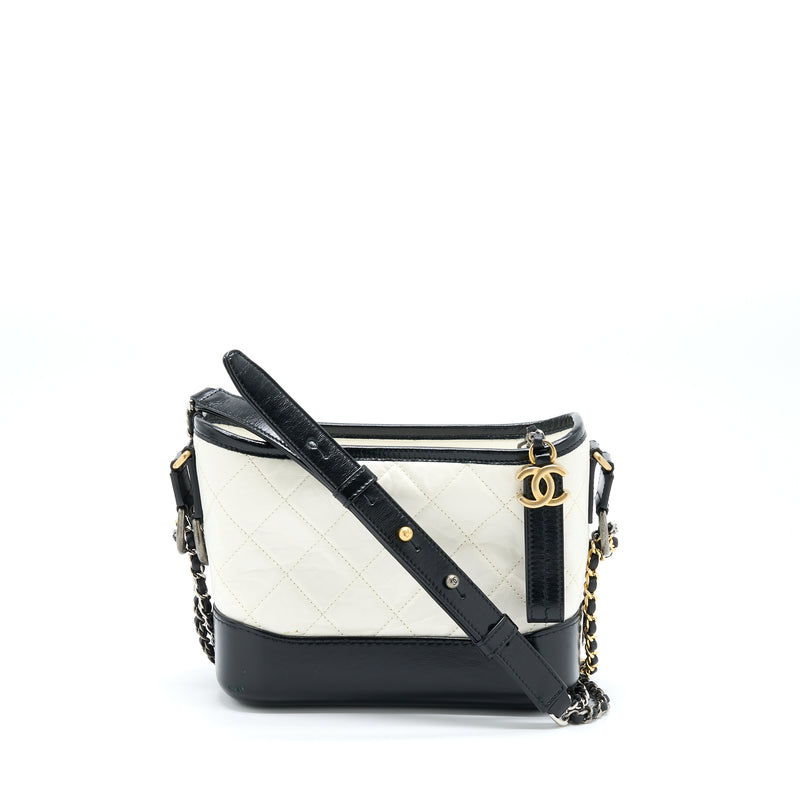Chanel Small Gabrielle Hobo Bag White/Black Multicolour Hardware