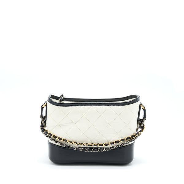 Chanel Small Gabrielle Hobo Bag White/Black Multicolour Hardware