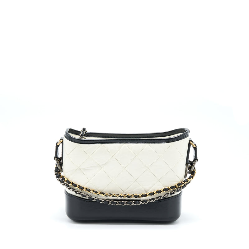 Chanel Small Gabrielle Hobo Bag White/Black Multicolour Hardware