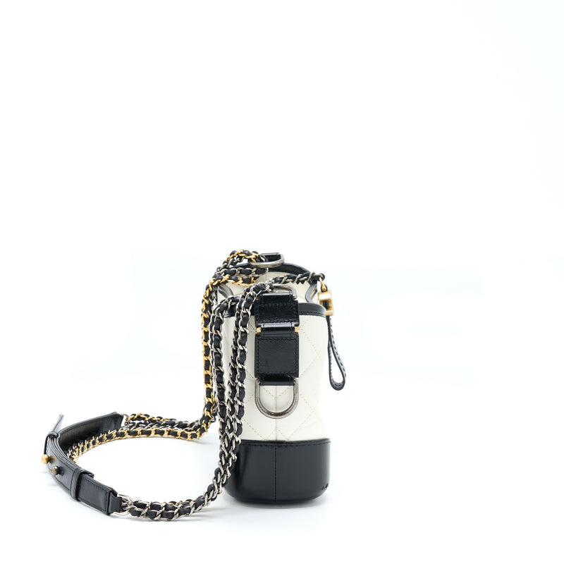 Chanel Small Gabrielle Hobo Bag White/Black Multicolour Hardware