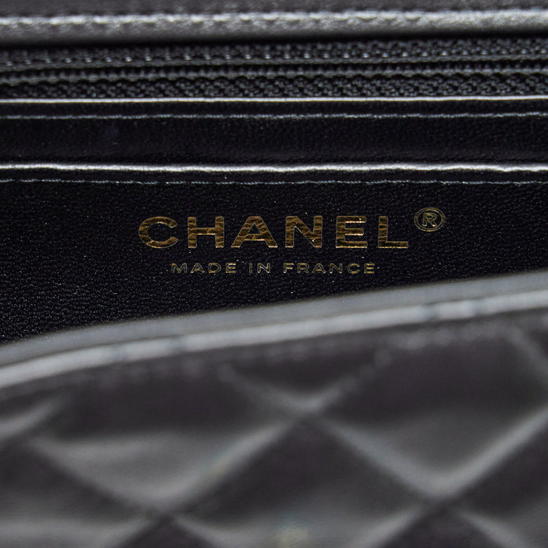 Chanel Mini Rectangular Flap Bag Lambskin Black LGHW (Microchip)