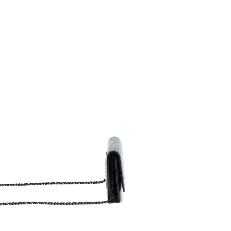 Chanel Chevron Wallet On Chain Black with Black Hardware