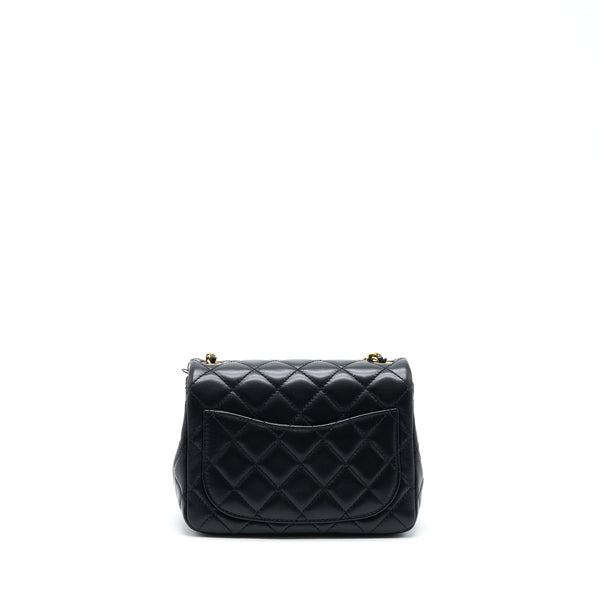 Chanel Pearl Crush Mini Square Flap Bag Lambskin Black GHW (Microchip)