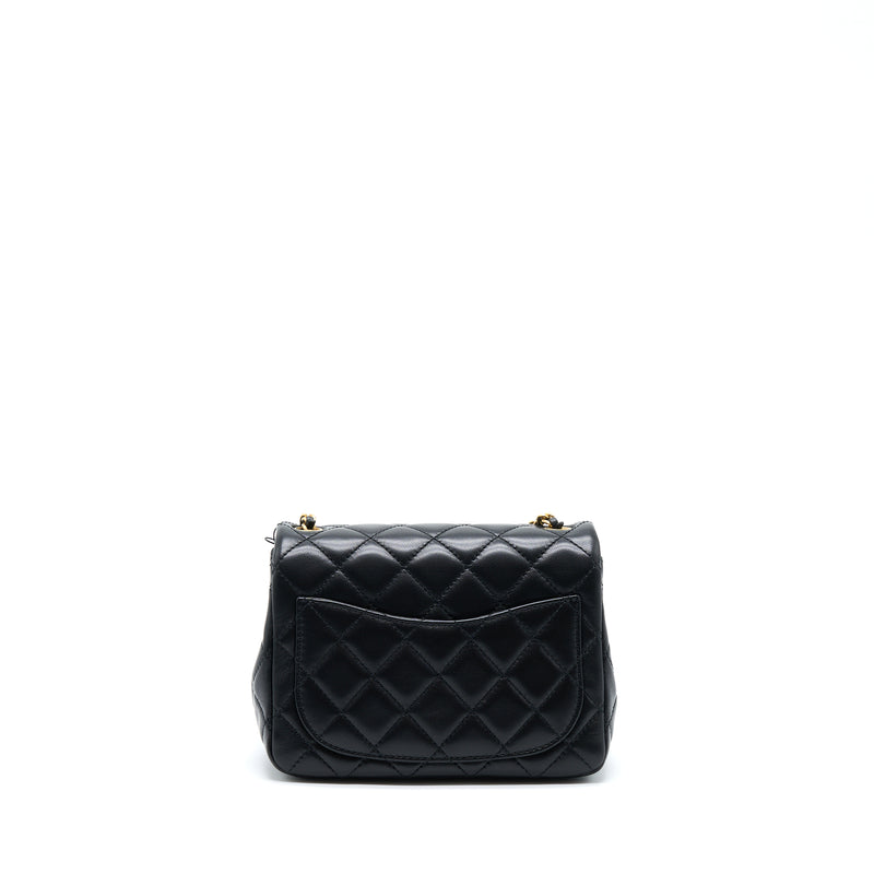 Chanel Pearl Crush Mini Square Flap Bag Lambskin Black GHW (Microchip)