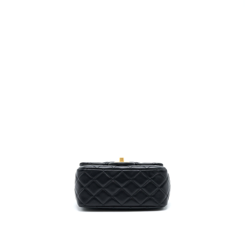Chanel Pearl Crush Mini Square Flap Bag Lambskin Black GHW (Microchip)