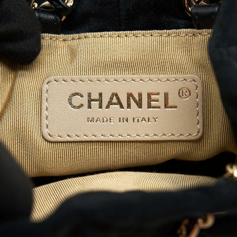 Chanel Pearl Crush On Chain Mini Bucket Velvet Black LGHW