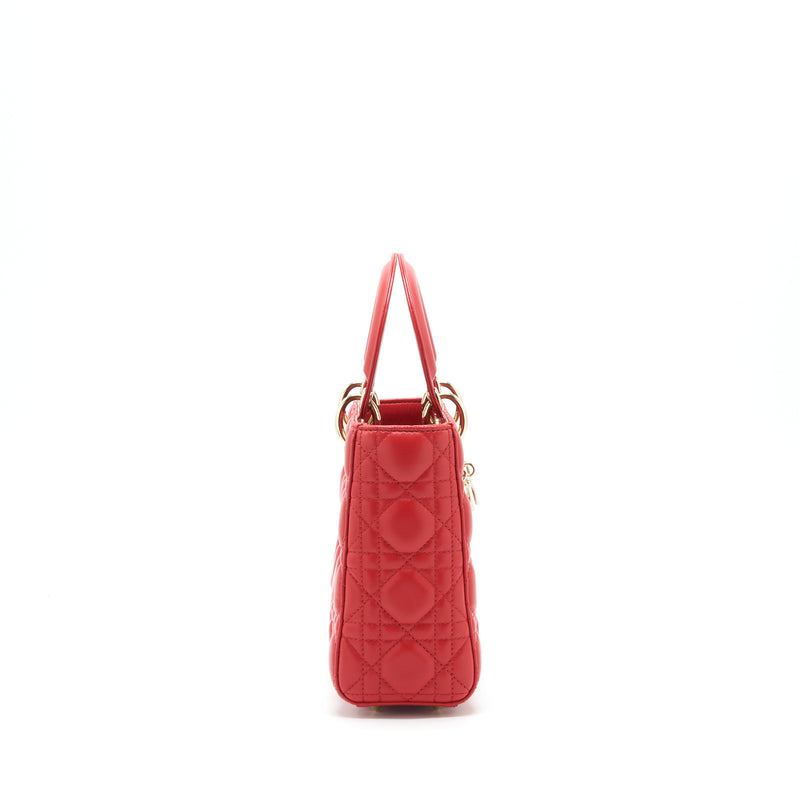 Dior Small Lady Dior bag Lambskin Red LGHW