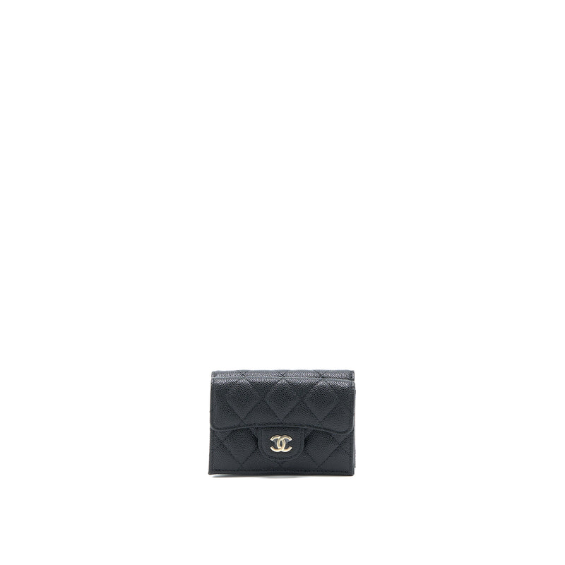 Chanel Small Compact Wallet Caviar Black LGHW (Microchip)