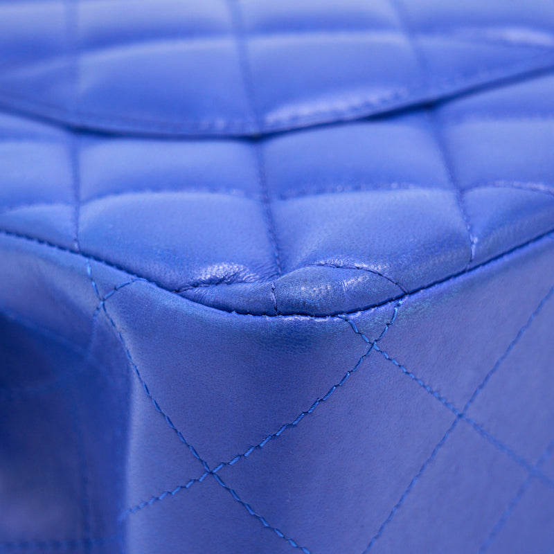 Chanel Jumbo Classic Double Flap Bag Lambskin Blue Brushed GHW