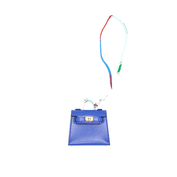 Hermes Kelly Twilly Bag Charm Blue Electric GHW