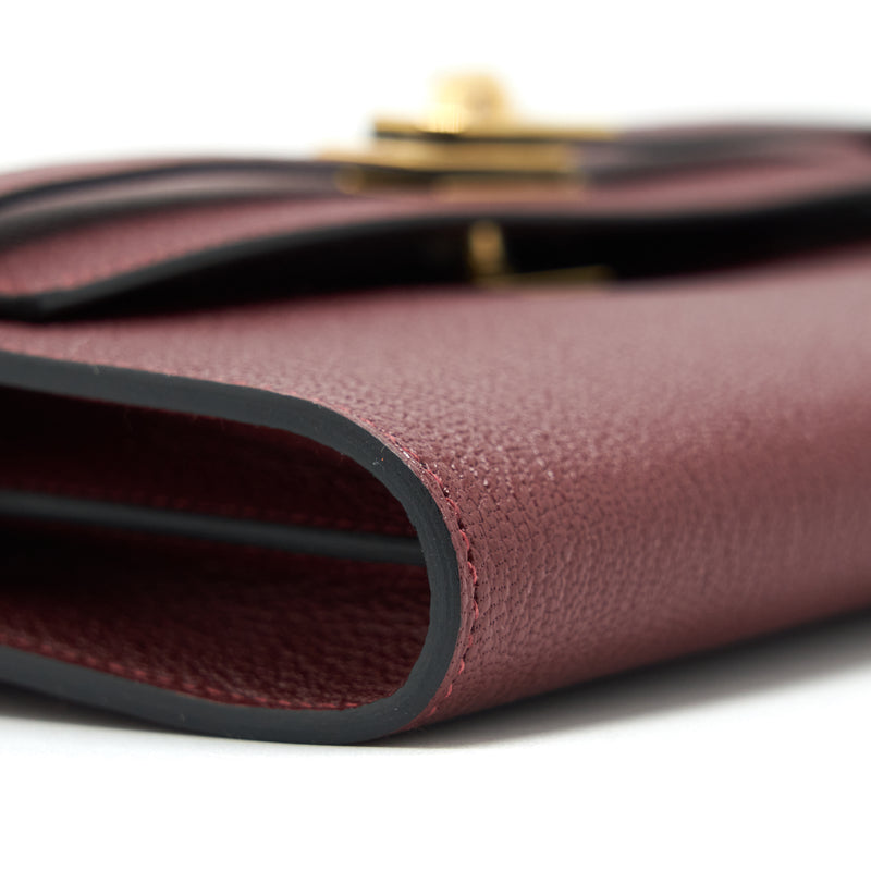 Hermes Kelly To Go Chevron Mysore 55 Rouge H GHW Stamp Z