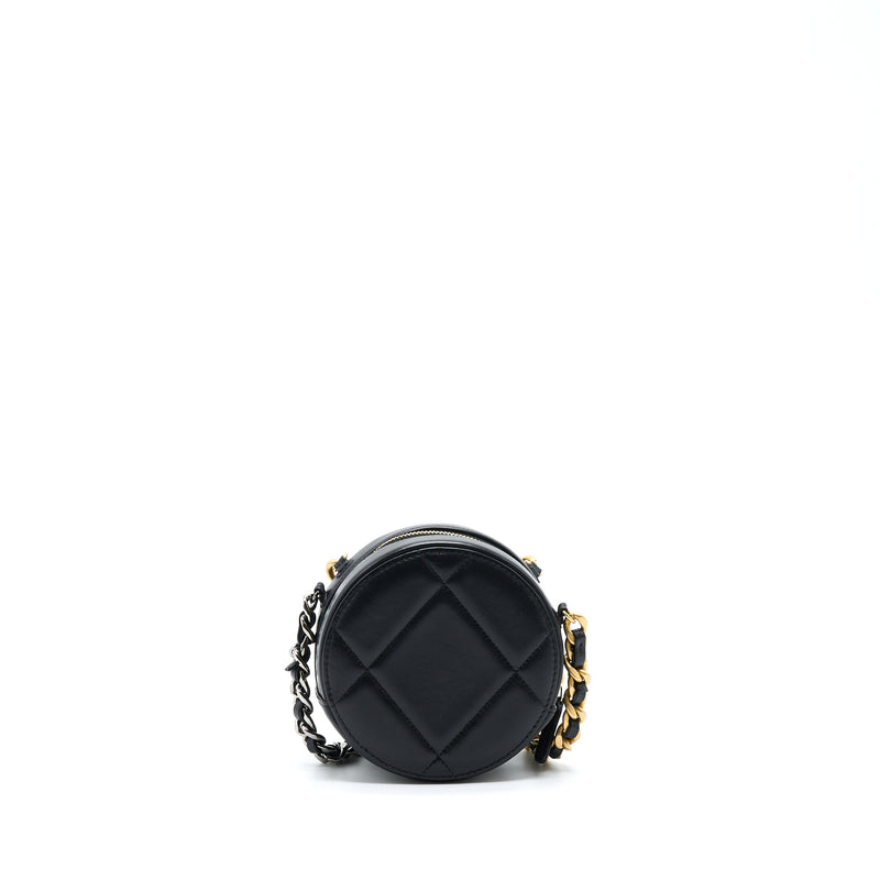 Chanel 19 Round Clutch With Chain Lambskin Gold/Silver Hardware