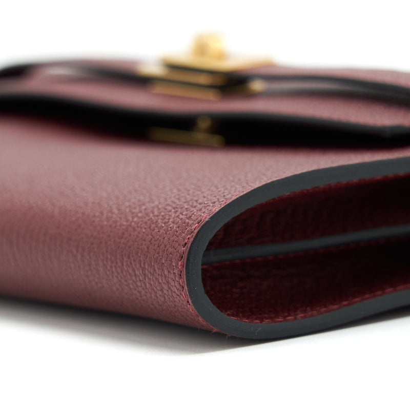 Hermes Kelly To Go Chevron Mysore 55 Rouge H GHW Stamp Z