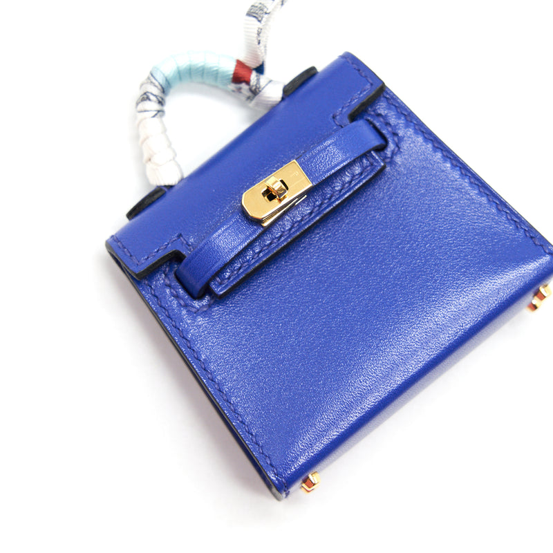 Hermes Kelly Twilly Bag Charm Blue Electric GHW