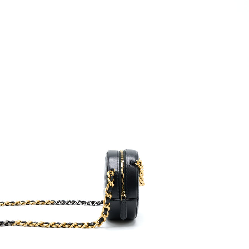 Chanel 19 Round Clutch With Chain Lambskin Gold/Silver Hardware