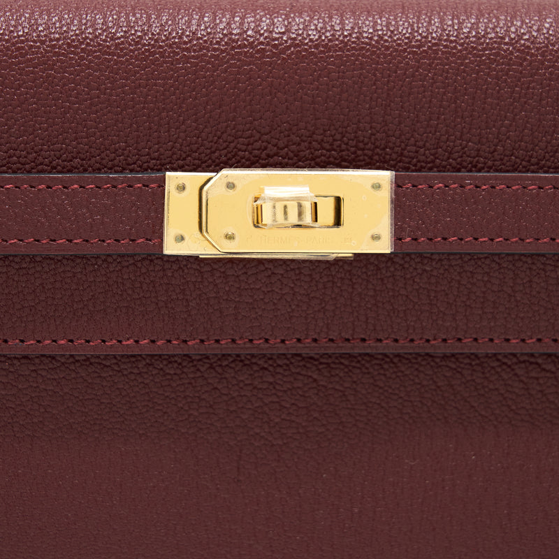 Hermes Kelly To Go Chevron Mysore 55 Rouge H GHW Stamp Z