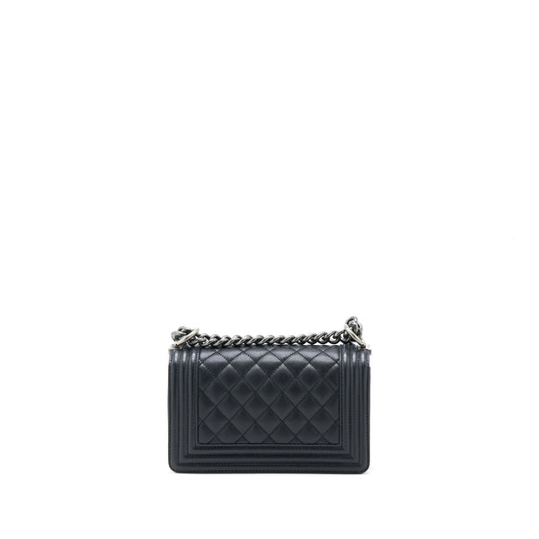 Chanel Small Boy Bag Caviar Black Ruthenium SHW (Microchip)