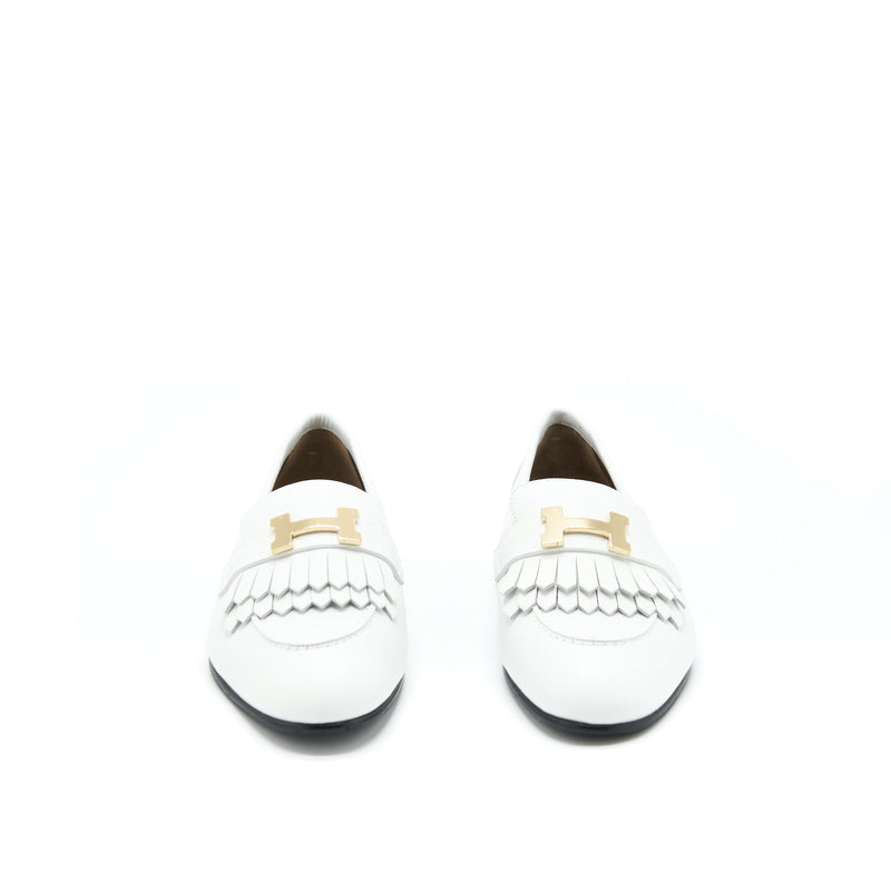 Hermes Size 37 Royal Loafer White GHW