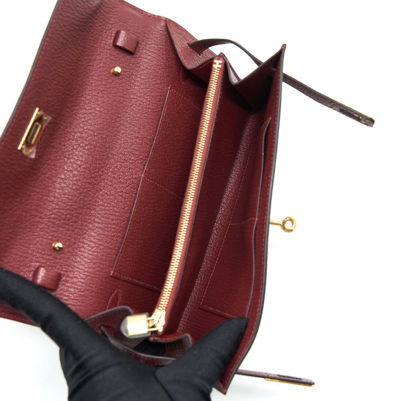 Hermes Kelly To Go Chevron Mysore 55 Rouge H GHW Stamp Z