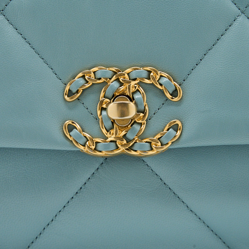 Chanel Small 19 Bag Lambskin Light Blue Multicolour Hardware