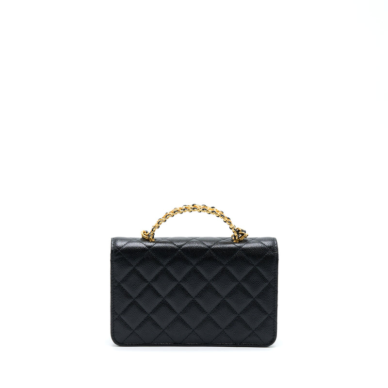Chanel Letter Top Handle Wallet On Chain Caviar Black GHW (Microchip)