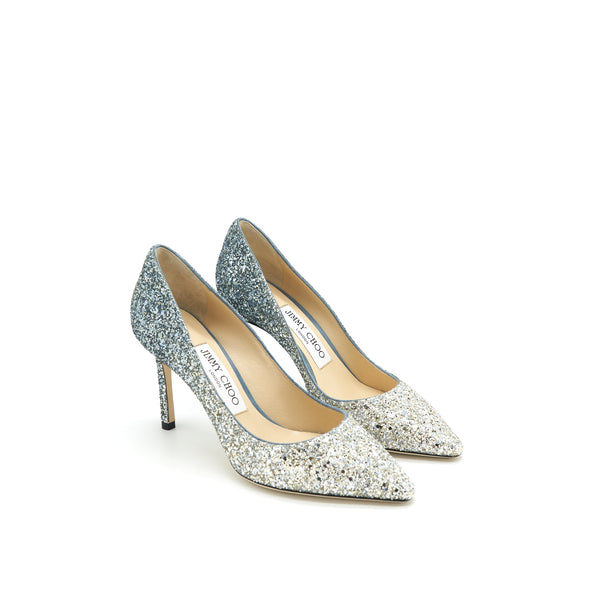 Jimmy Choo size 35 Romy 85 Silver / Dusk Blue