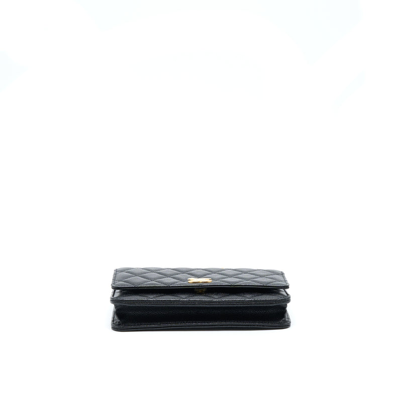 Chanel Letter Top Handle Wallet On Chain Caviar Black GHW (Microchip)
