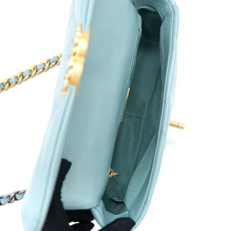 Chanel Small 19 Bag Lambskin Light Blue Multicolour Hardware