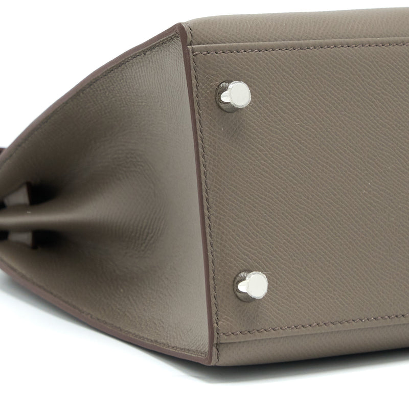 Hermes Kelly 28 Epsom 8F Gris Etain SHW Stamp D