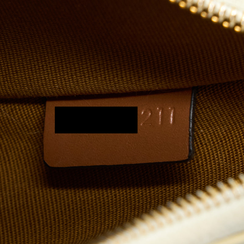 Celine Ava Bag In Triomphe Canvas And Calfskin White
