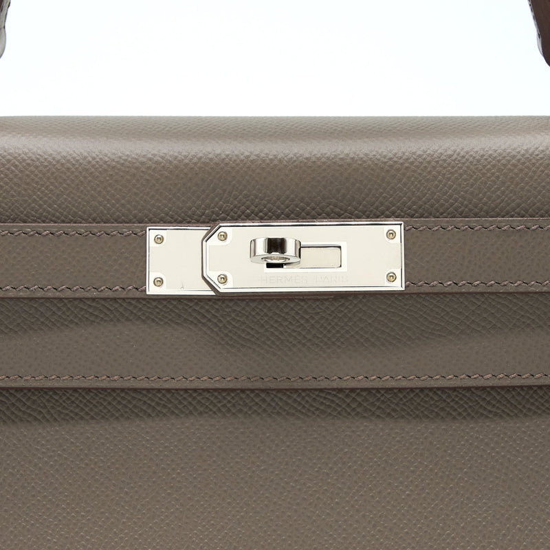 Hermes Kelly 28 Epsom 8F Gris Etain SHW Stamp D