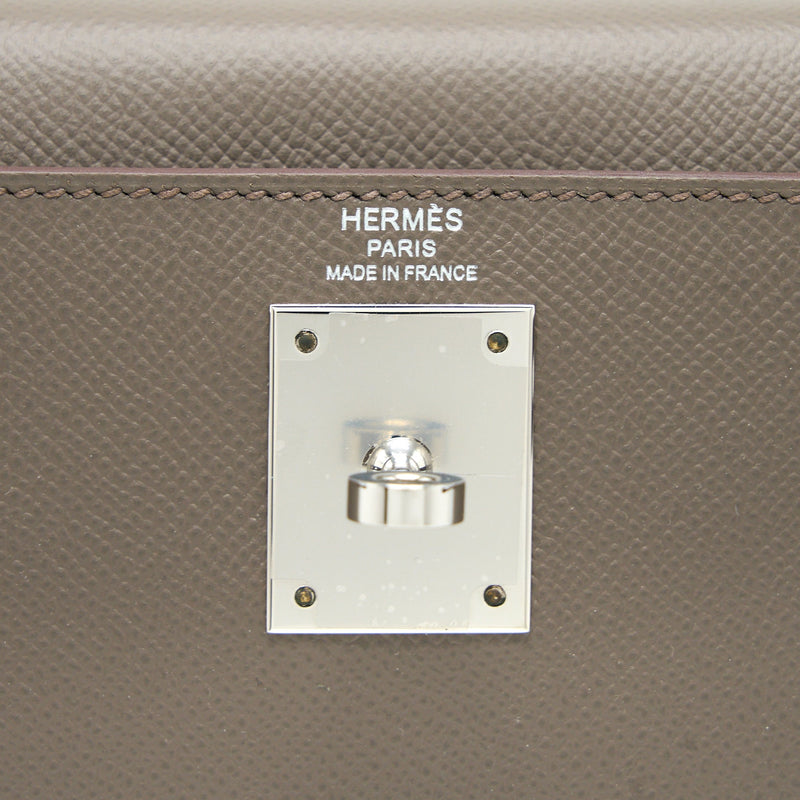 Hermes Kelly 28 Epsom 8F Gris Etain SHW Stamp D