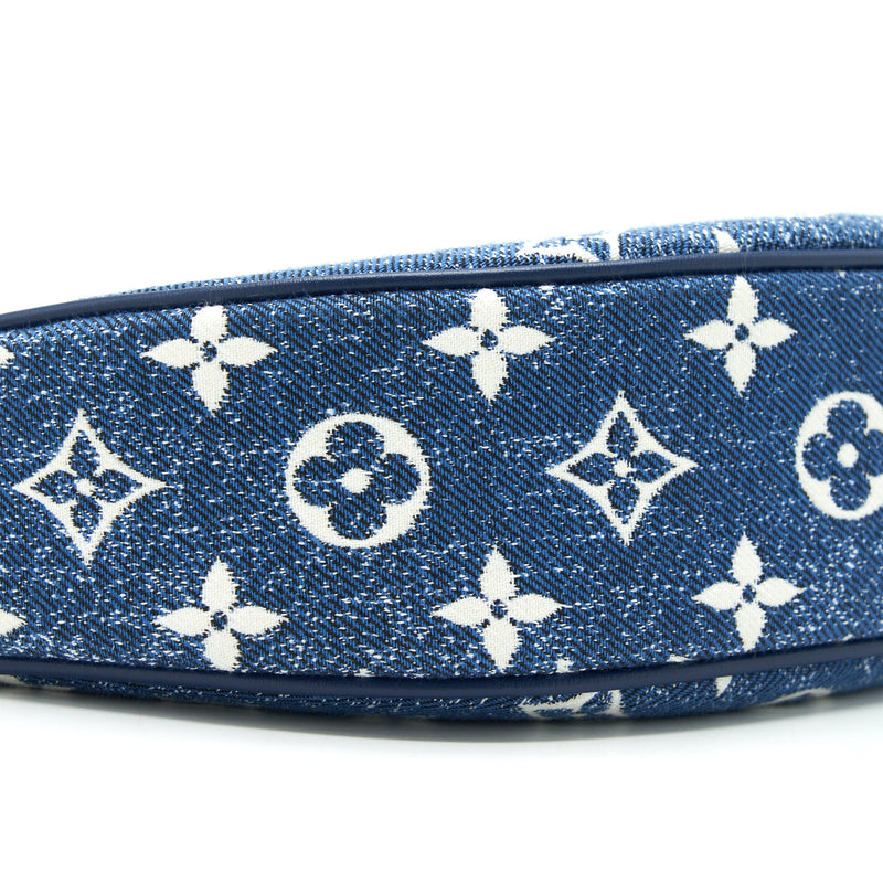 Louis Vuitton Half-Moon Loop Baguette Handbag Denim Blue GHW