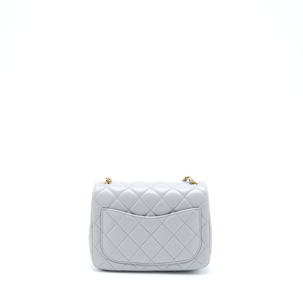 Chanel Pearl Crush Mini Square Flap Bag Lambskin Grey GHW
