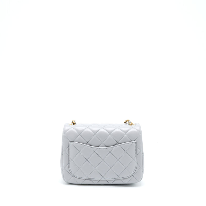 Chanel Pearl Crush Mini Square Flap Bag Lambskin Grey GHW