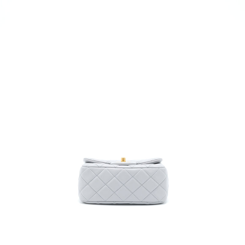 Chanel Pearl Crush Mini Square Flap Bag Lambskin Grey GHW