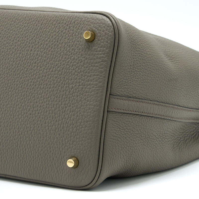 Hermes Picotin 22 Lock Bag Clemence Gris Etain GHW Stamp C