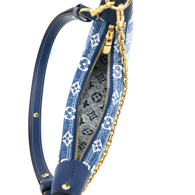 Louis Vuitton Half-Moon Loop Baguette Handbag Denim Blue GHW (New Vers