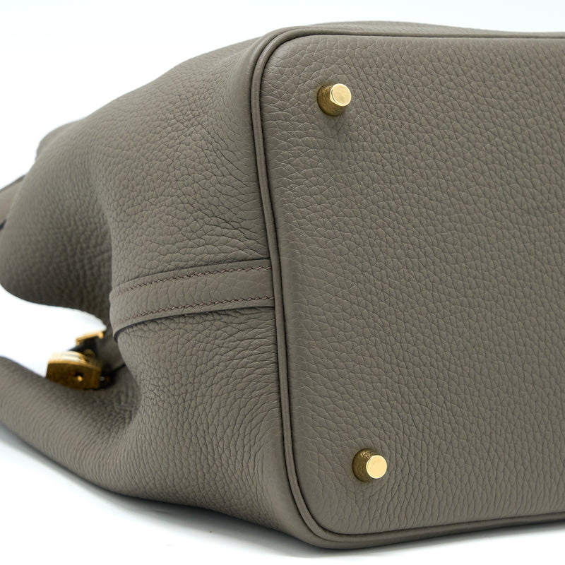 Hermes Picotin 22 Lock Bag Clemence Gris Etain GHW Stamp C