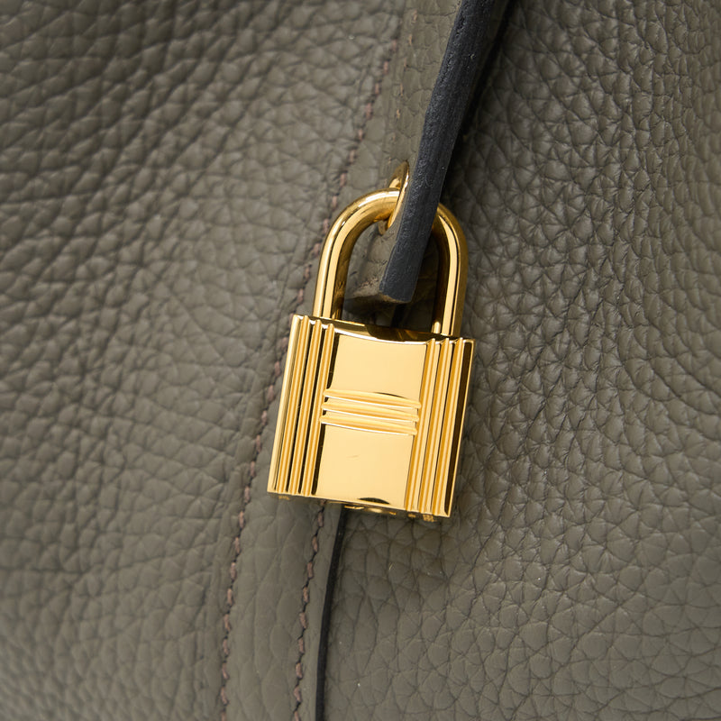 Hermes Picotin 22 Lock Bag Clemence Gris Etain GHW Stamp C