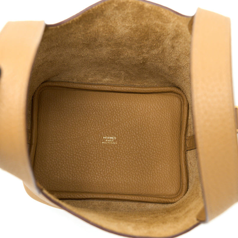 Hermes Picotin 18 Lock Bag Clemence 4B Biscuit GHW Stamp Z