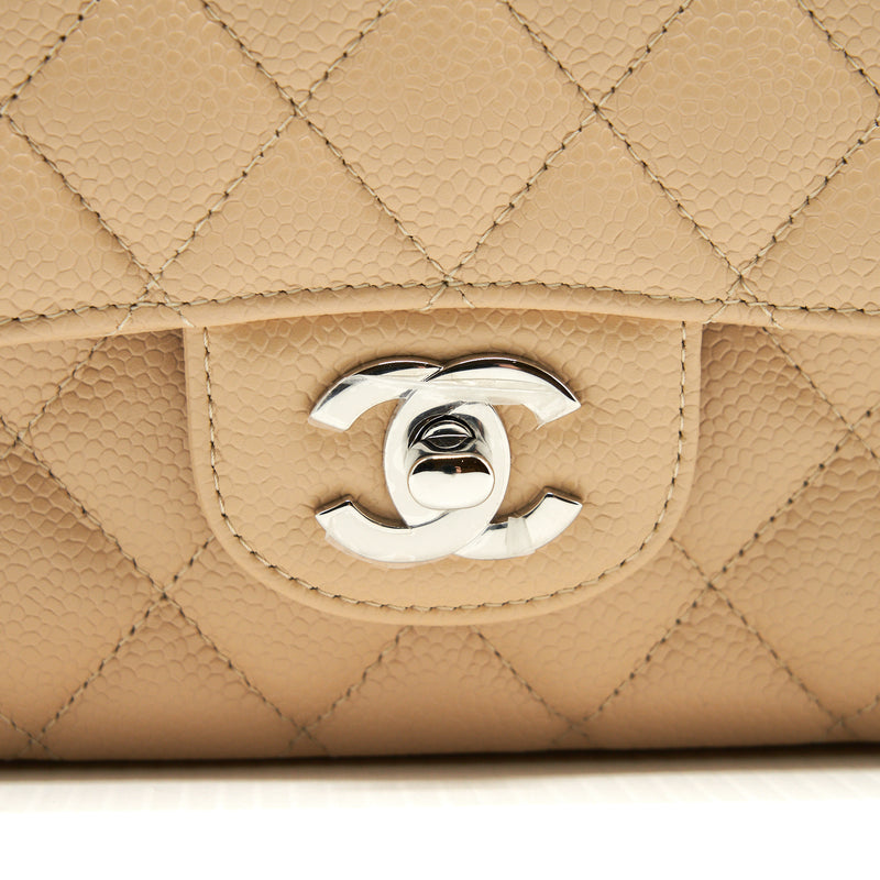 Chanel Medium Classic Double Flap Bag Caviar Beige SHW