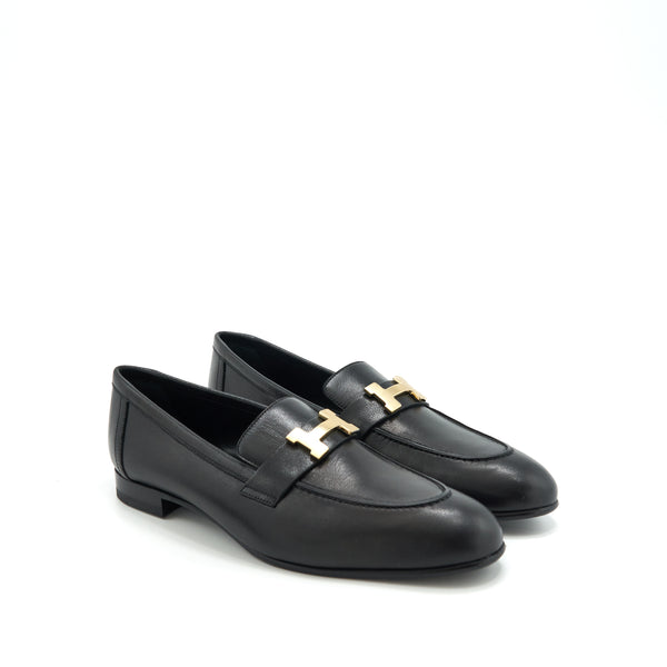 Hermes Size 39 Paris Loafer Black GHW