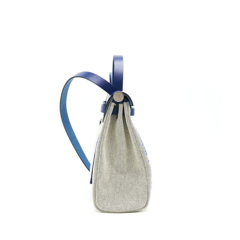 Hermes Herbag Zip 31 Toile H EN Relief Brides Saphir Stamp Z