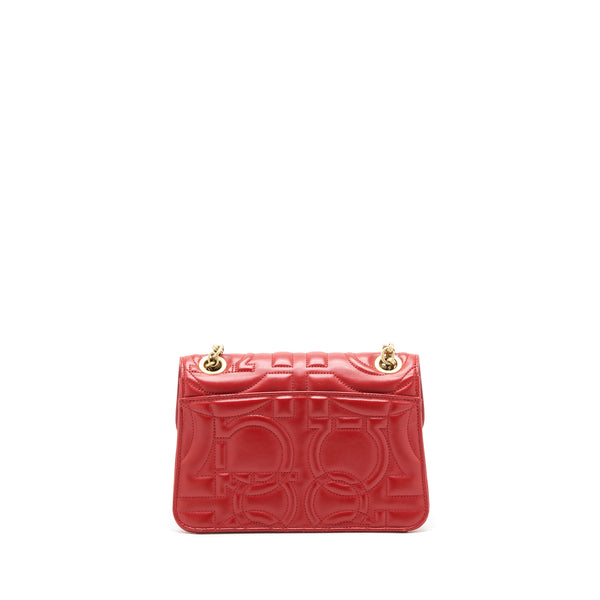 Salvatore Ferragamo Gancini Flap Bag Calfskin Red GHW